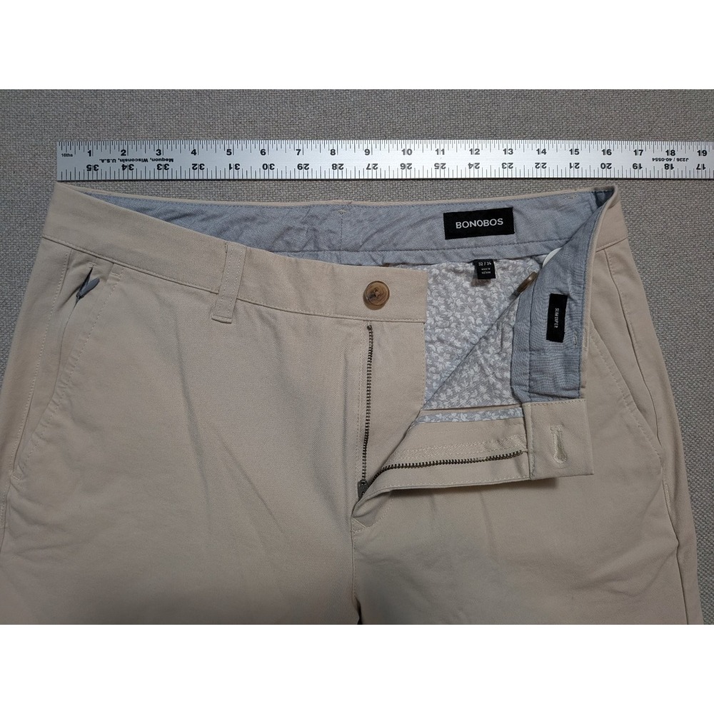 BONOBOS Men's 32x34 Beige Khaki Chinos Slim Taper Stretch Cotton Pants Office - Picture 7 of 13